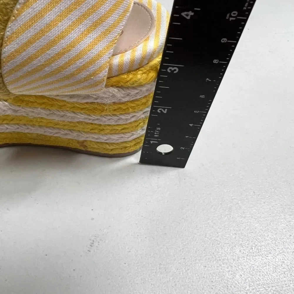 STUART WEITZMAN  Minela Striped Wedge Espadrille Yellow White Size 6.5 SEE DESCR - Picture 8 of 15